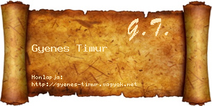 Gyenes Timur névjegykártya